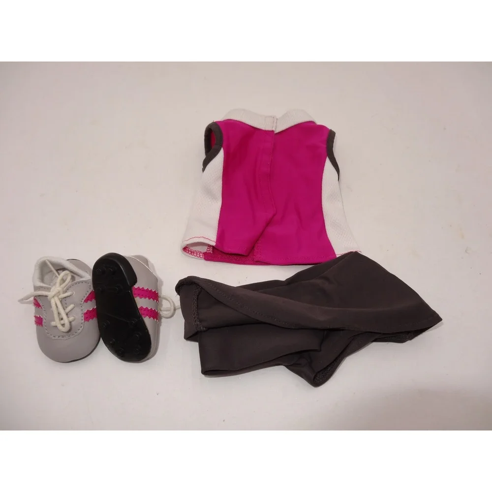 American Girl Doll Truly Me‎ Lacrosse Outfit Pink Gray Jersey Skirt Cleats